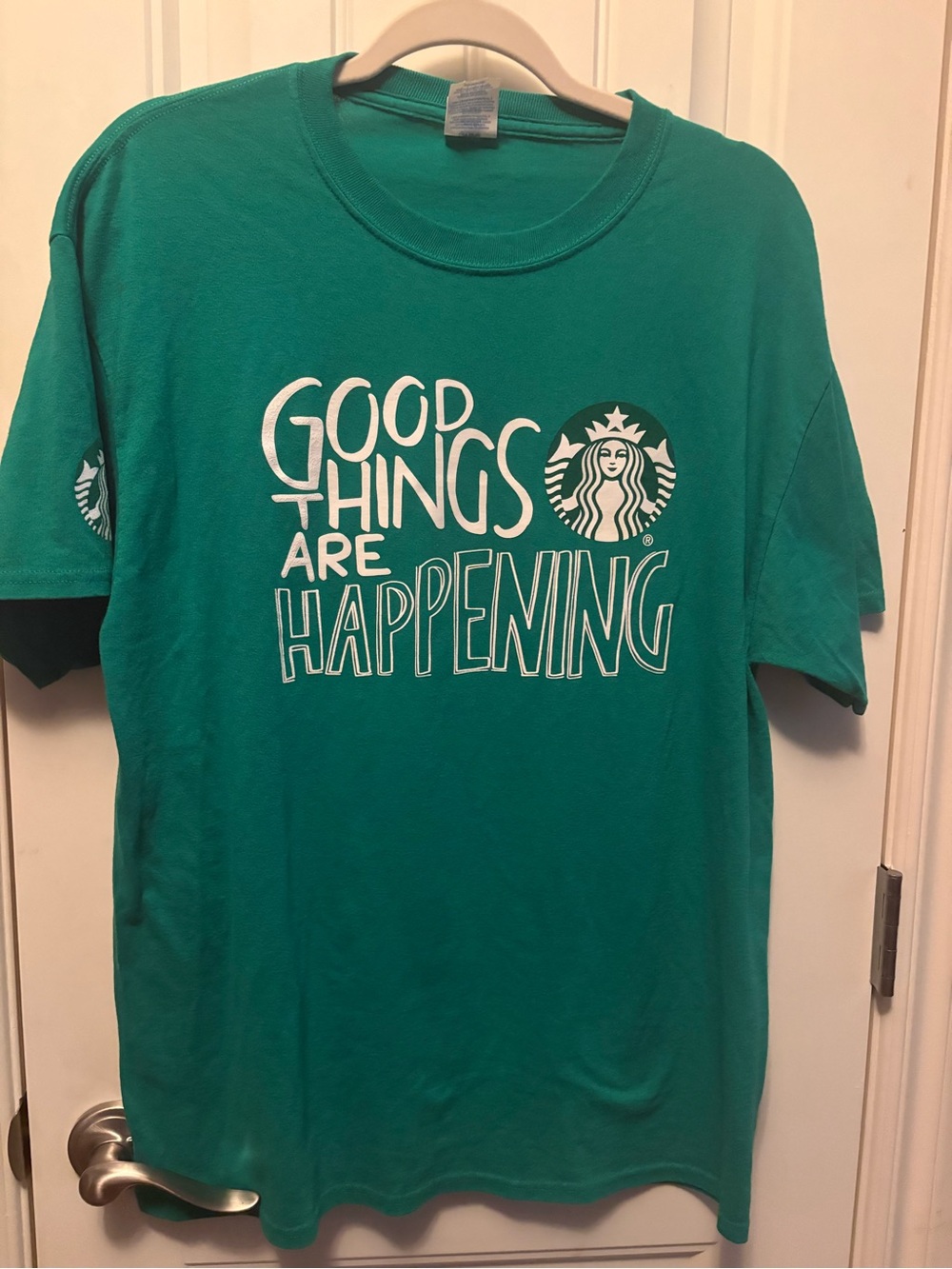 Starbucks Green Kids T-Shirt with 'Good Things Are Happening' Graphic
